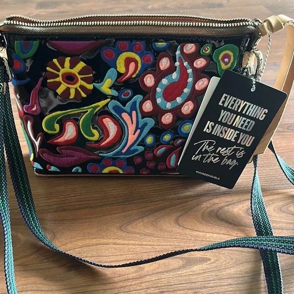Brand new with tags CONSUELA Mack Midtown Embroidered Multicolor Crossbody Bag - Picture 1 of 4